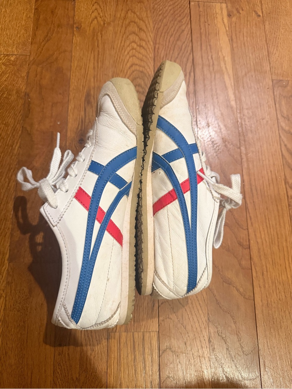 Onitsuka Tiger -Mexico- White Sneakers with Blue & Red Stripes - Picture 2 of 3